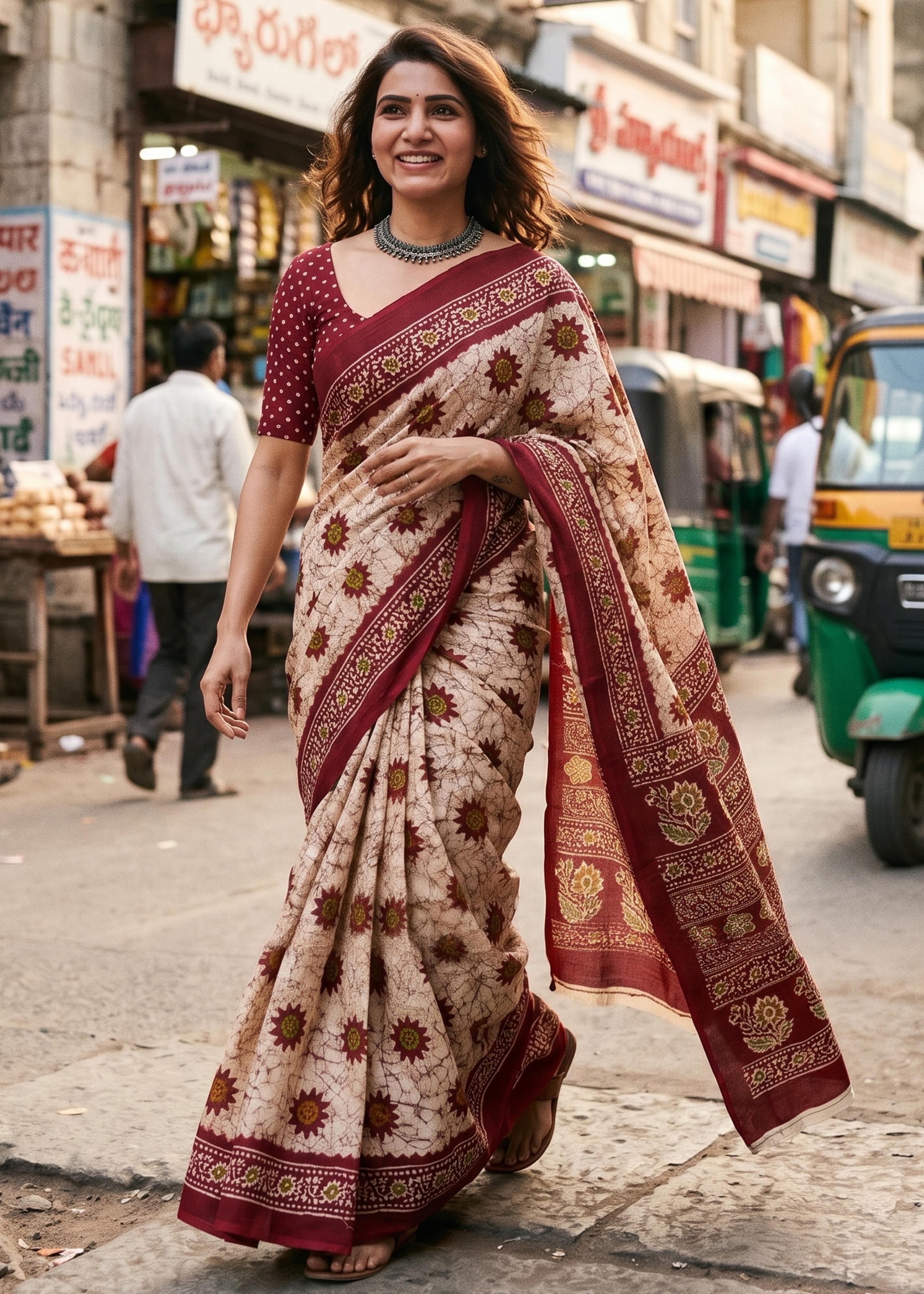 Sm Yami 63 Soft Mal Cotton Printed Daily Wear Saree