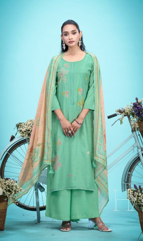 Triple Aaa Rukmani Muslin Heavy Work Dress Material