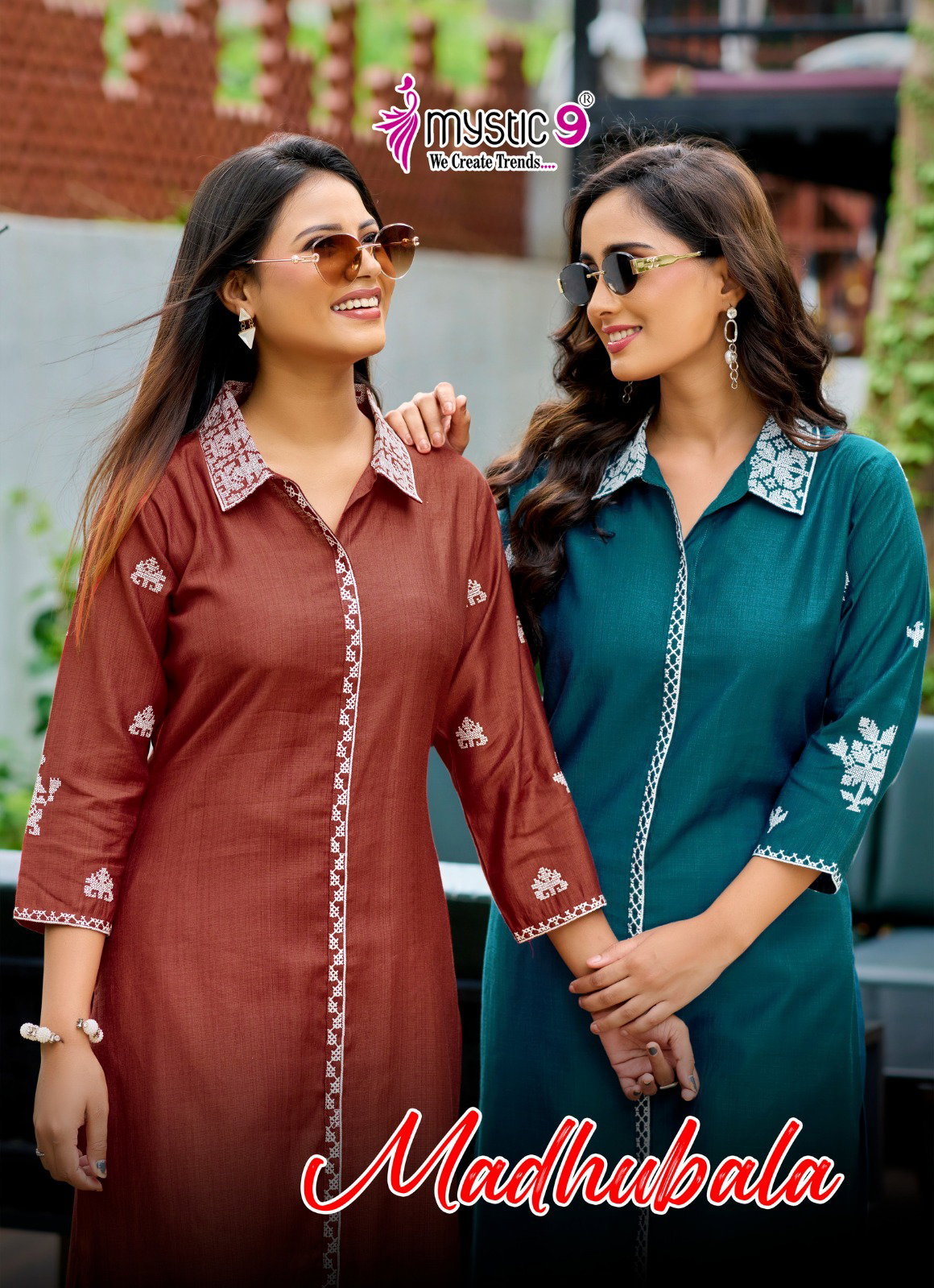 Mystic 9 Madhubala Vol 1 Dyed Vertican Straight Kurta With Bottom