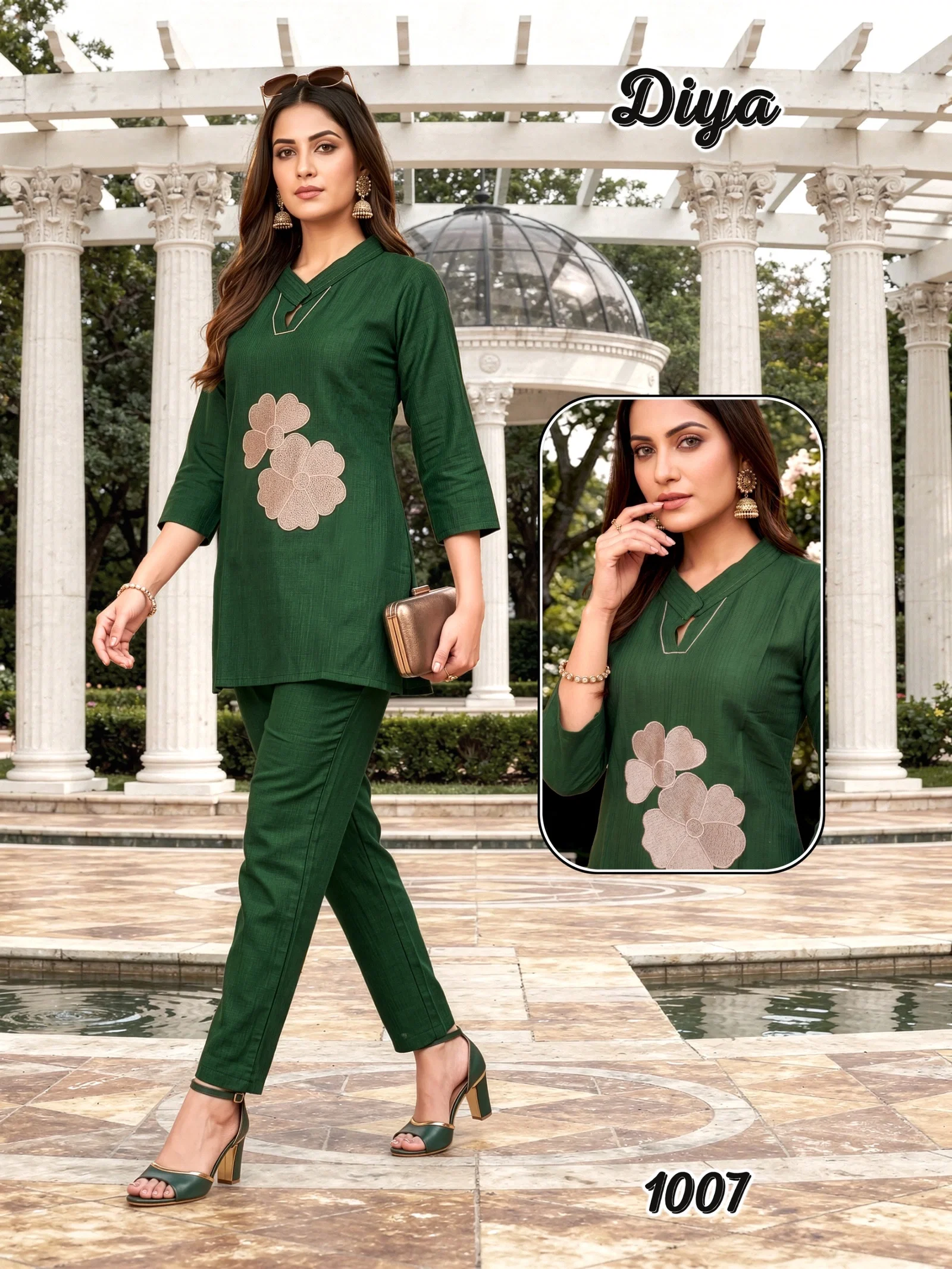 Dnp Diya Berline Silk Embroidery Co Ord Set
