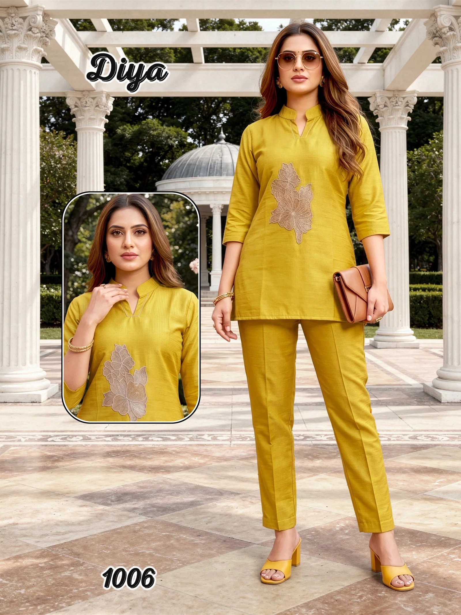 Dnp Diya Berline Silk Embroidery Co Ord Set