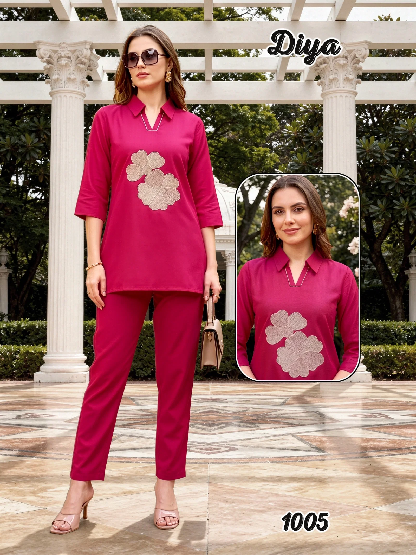 Dnp Diya Berline Silk Embroidery Co Ord Set
