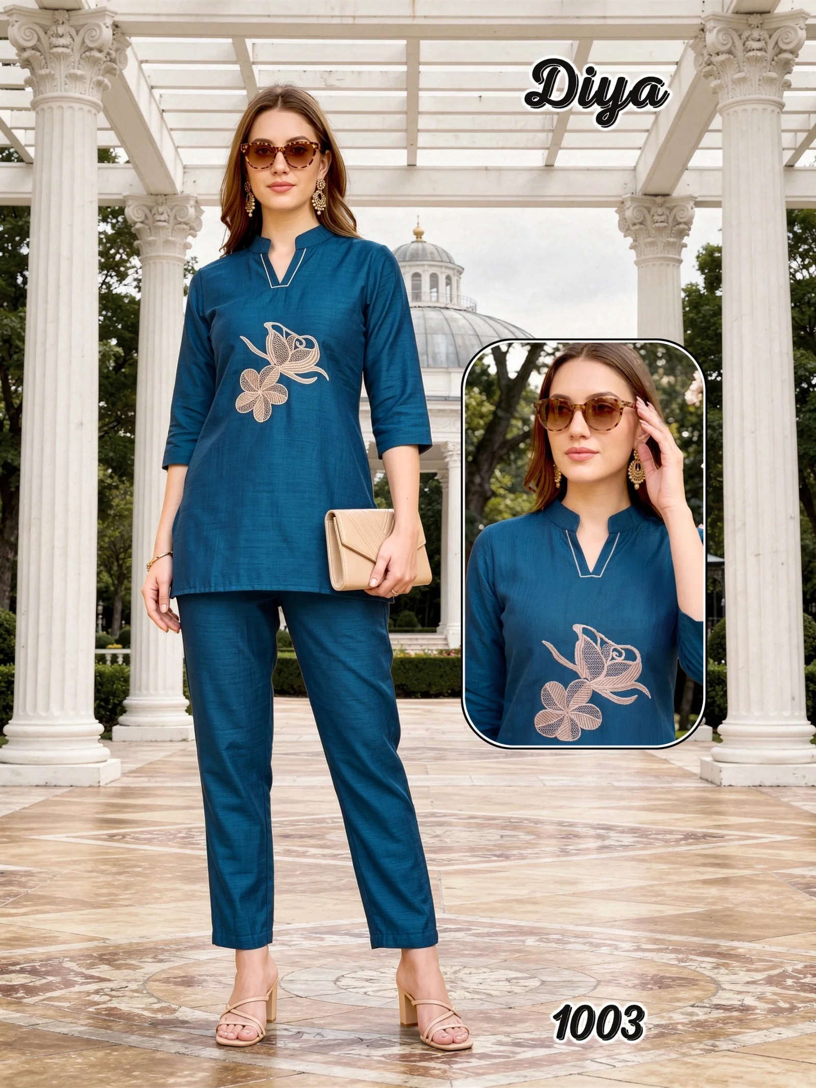 Dnp Diya Berline Silk Embroidery Co Ord Set