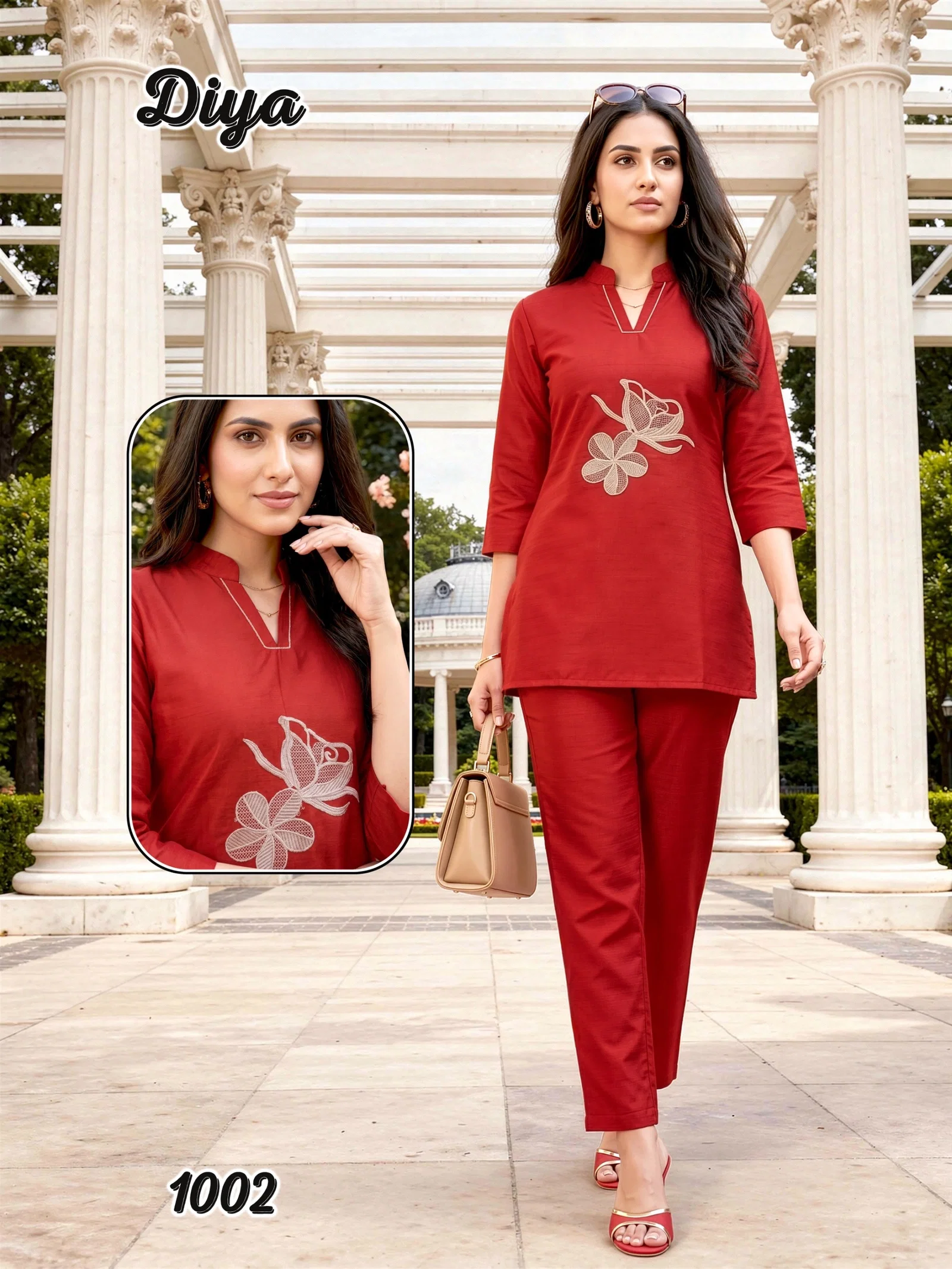 Dnp Diya Berline Silk Embroidery Co Ord Set