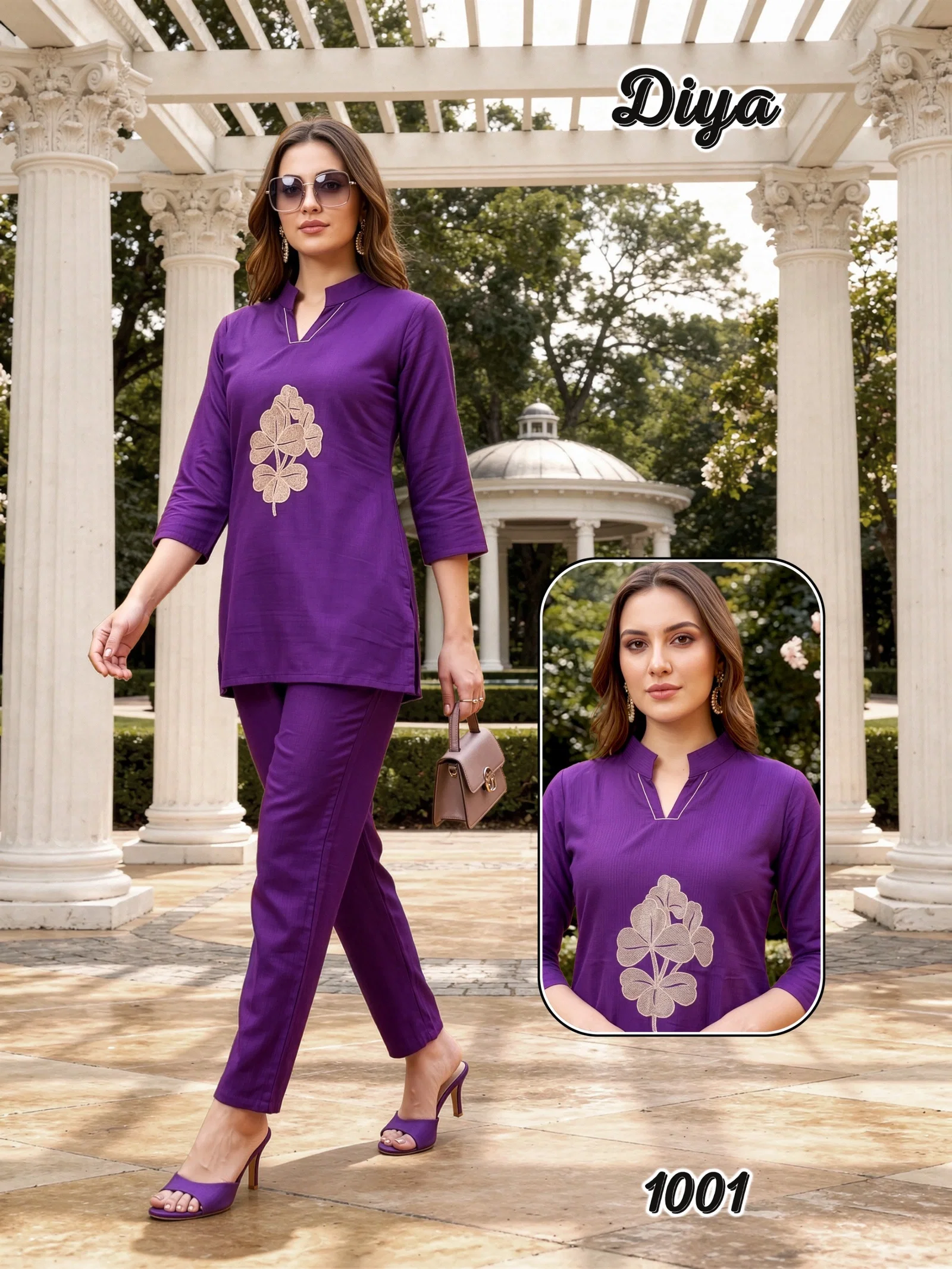 Dnp Diya Berline Silk Embroidery Co Ord Set