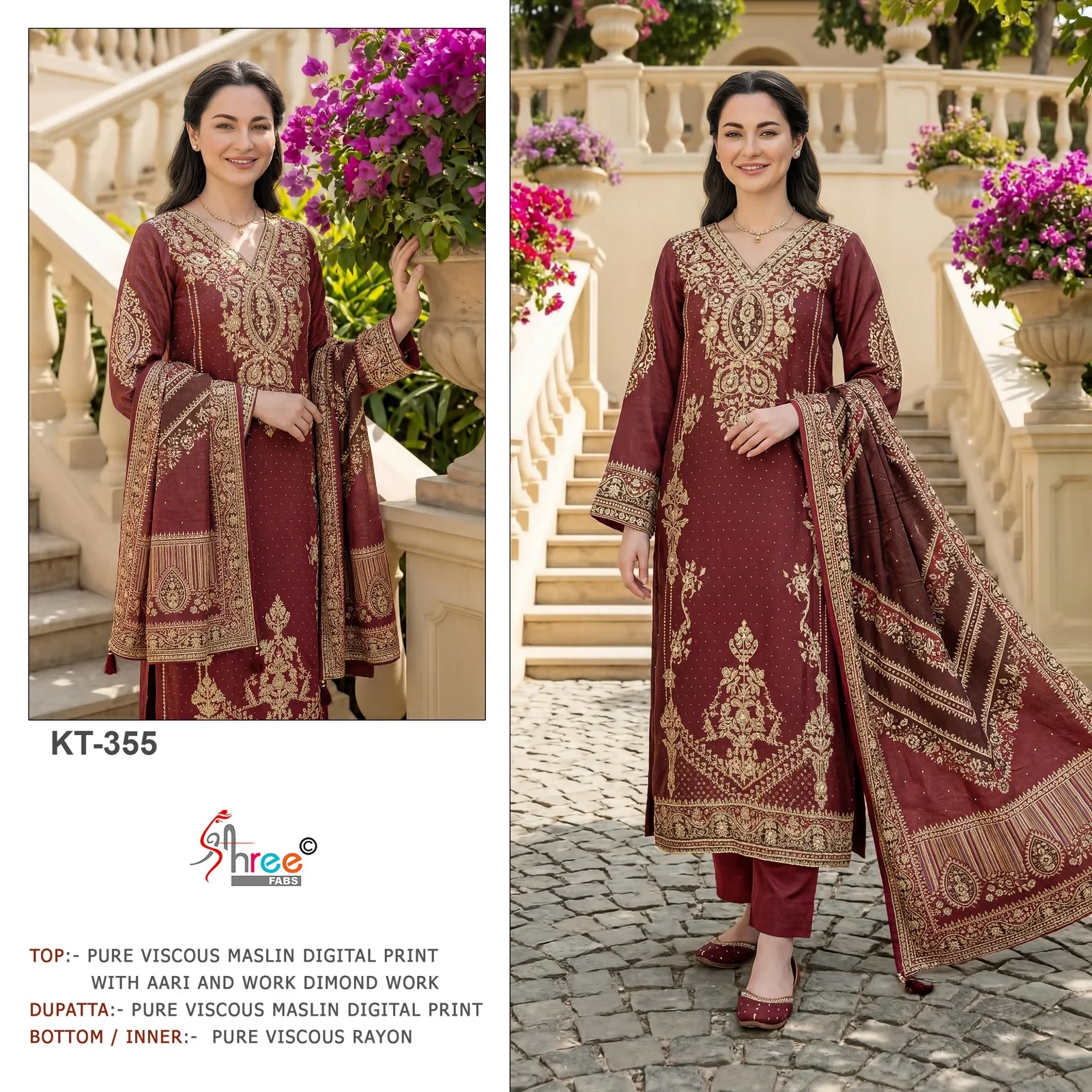 Shree Kt 355 Viscose Muslin Digital Printed Salwar Kameez