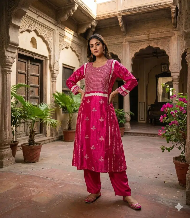 Naisha K 928 Gaji Silk Kurti With Bottom Collection