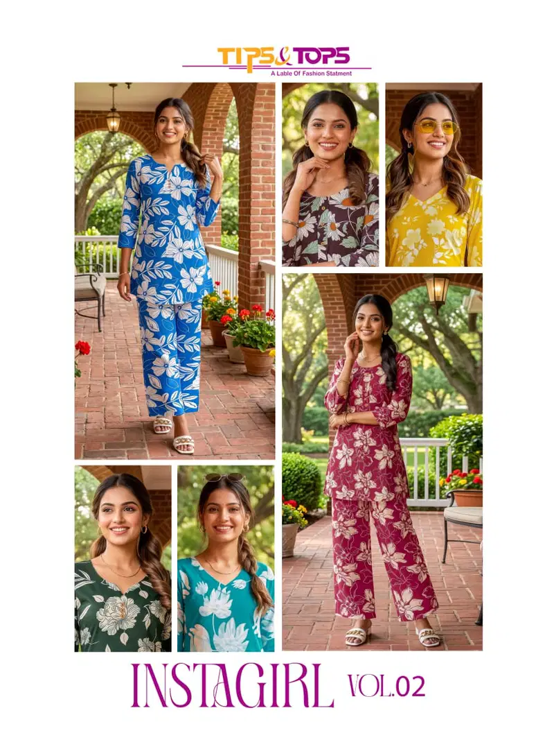 Tips And Tops Instagirl Vol 2 Rayon Printed Co Ord Set Collection