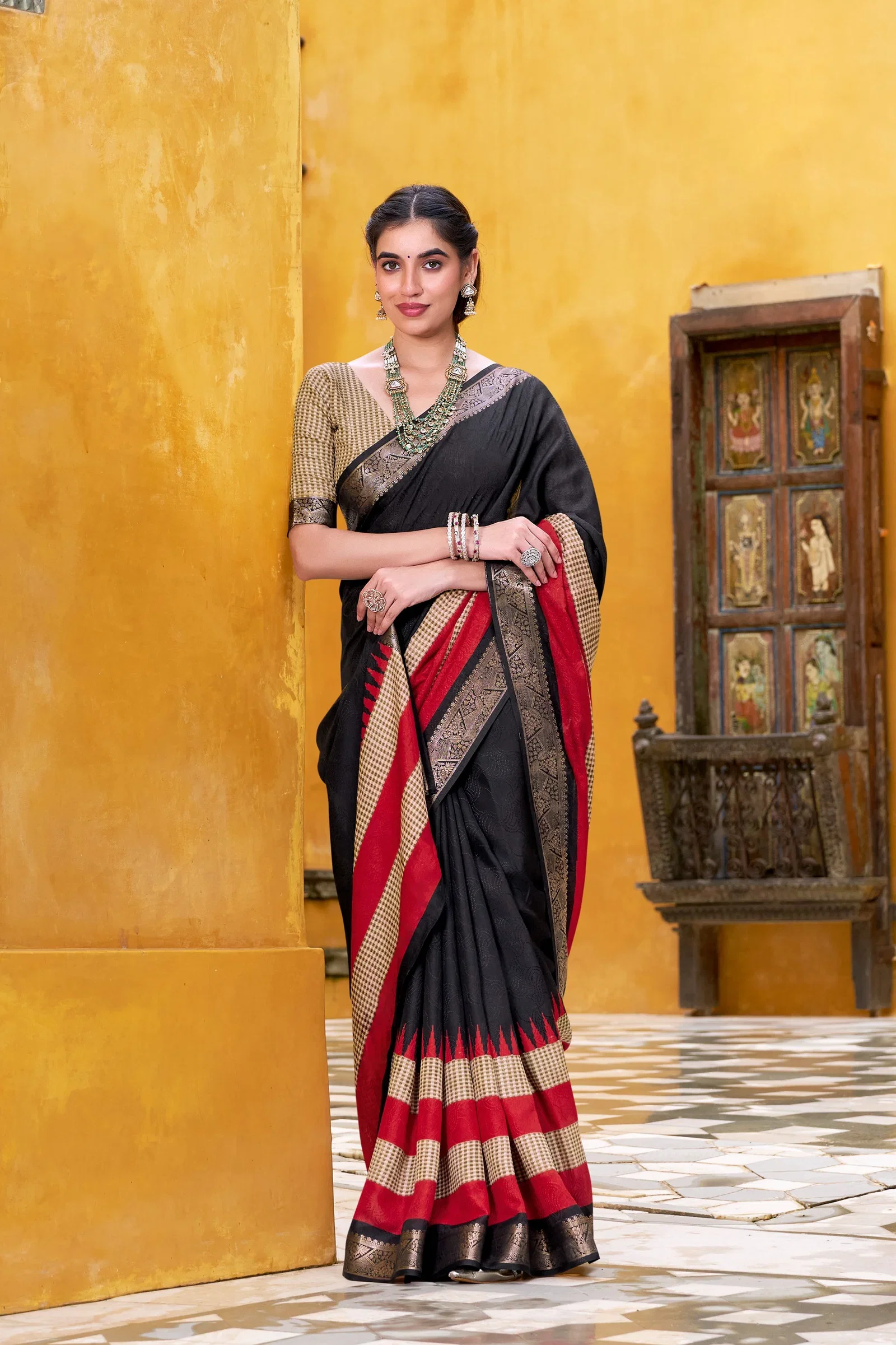 Taraa L 7049 Poly Cotton Zari Weaving Saree Collection