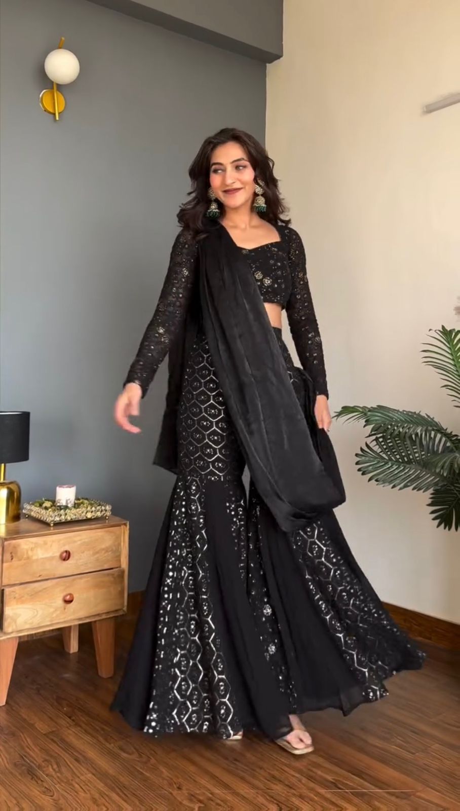 Glory 5994 Foux Gorgette Choli Sharara And Dupatta