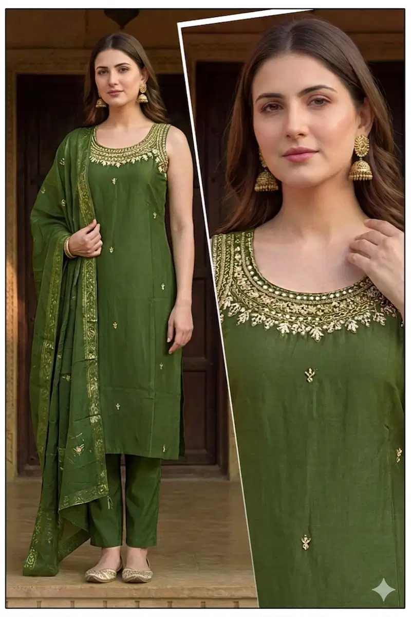 Naisha K 929 Romal Silk Kurti Bottom And Dupatta Collection