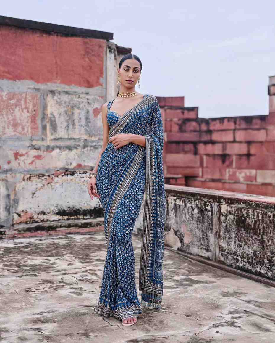 Kc 2123 Faux Georgette Real Mirror Worked Designer Saree Collection