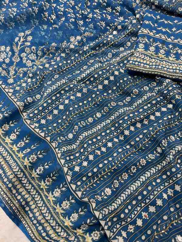 Kc 2123 Faux Georgette Real Mirror Worked Designer Saree Collection