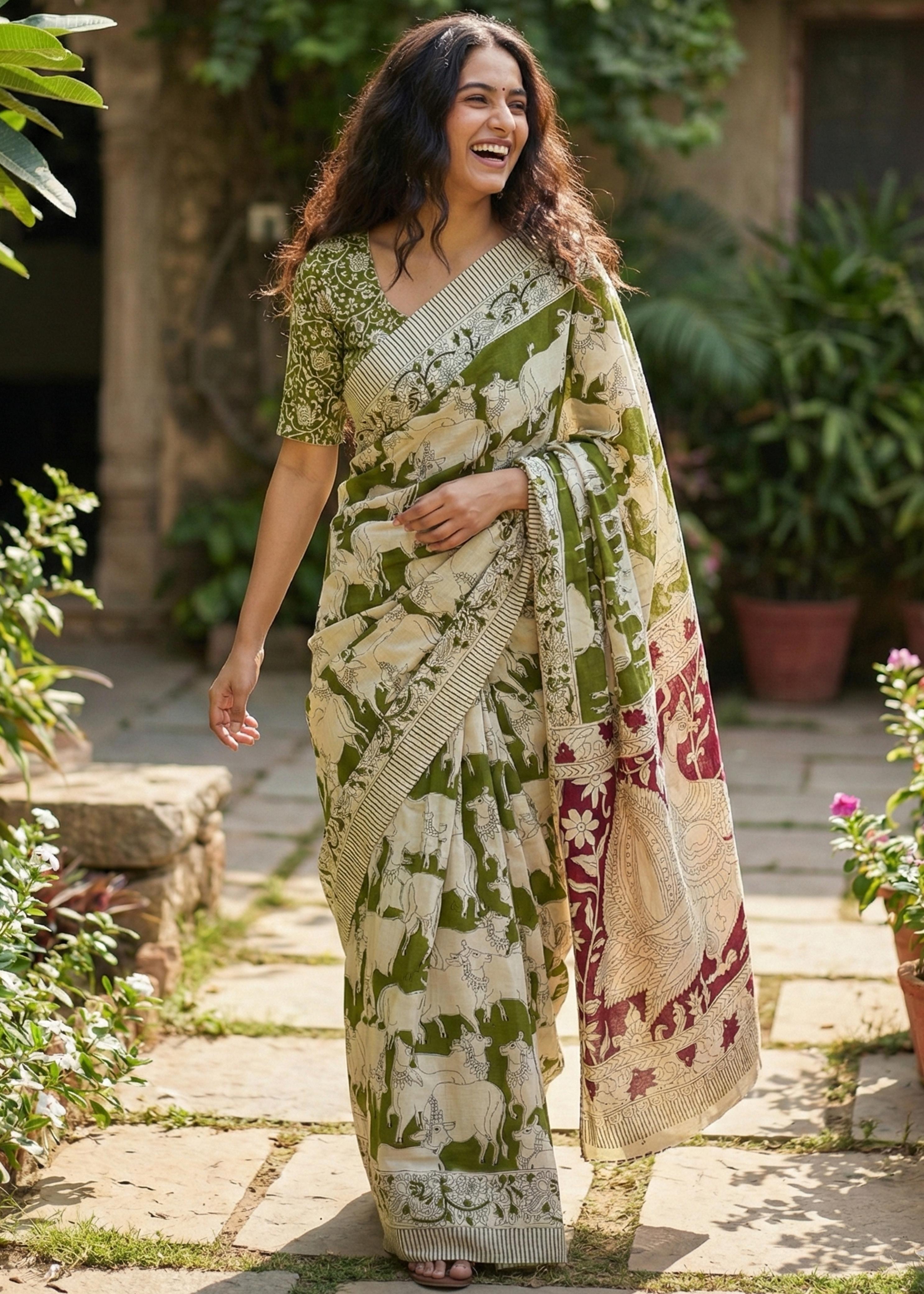 SM Yami 66 Mul Cotton Hand Block Printed Saree