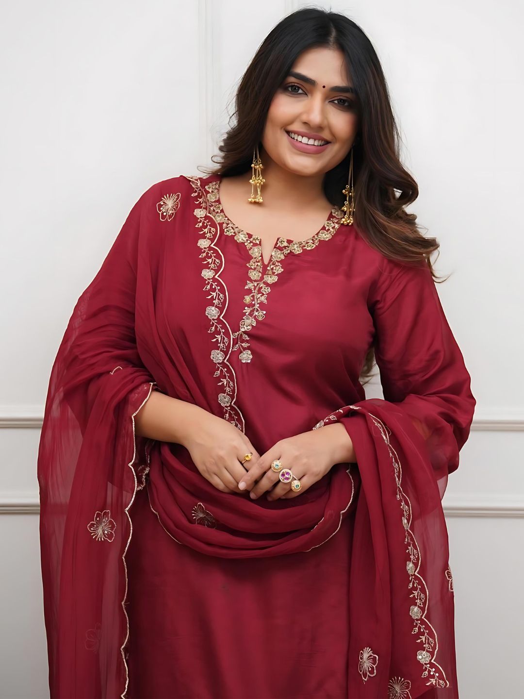Lekha KL 2106 Roman Silk Embroidery Kurti Bottom With Dupatta