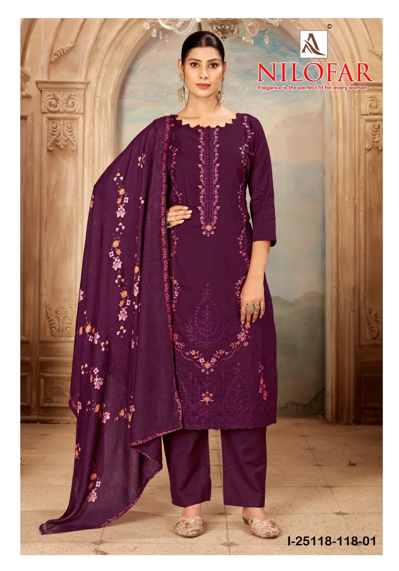 Alok Nilofar Premium Zam Swarovski Diamond Work Dress Material Collection