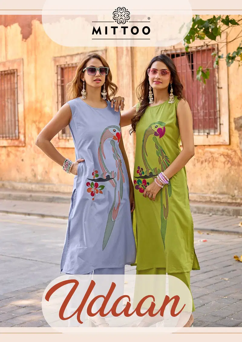 Mittoo Udaan Dhabu Cotton Thread Work Kurti With Bottom Collection