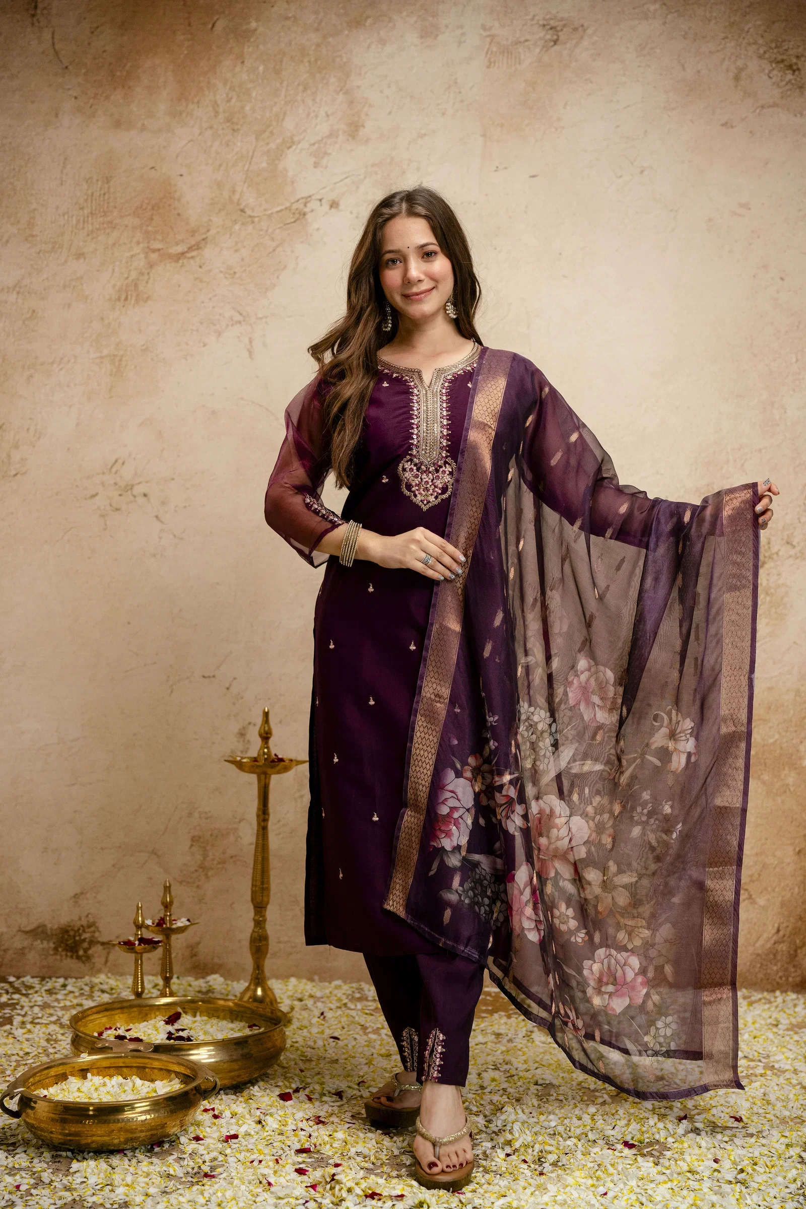Devmonika 01 Chanderi Embroidery Kurti Bottom And Dupatta
