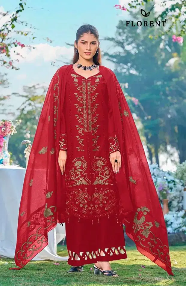 Florent 1075 A To D Cambric Cotton Embroidered Salwar Kameez Collection