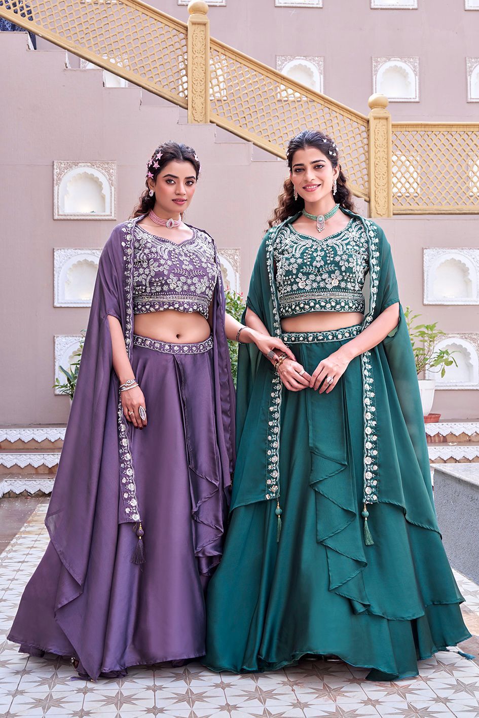 NCO 179 Rangoli Silk Embroidery Moti Beads Work Lehenga Choli