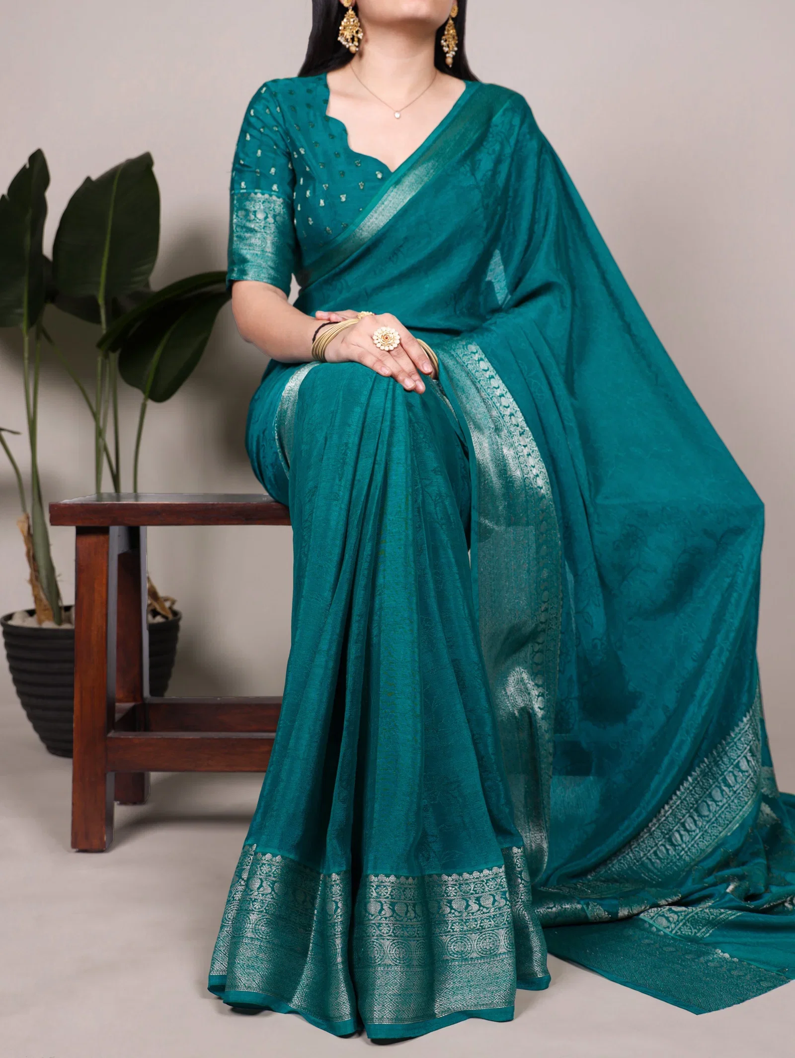 Taraa L 7916 Chinon Zari Weaving Traditional Wear Saree Collection
