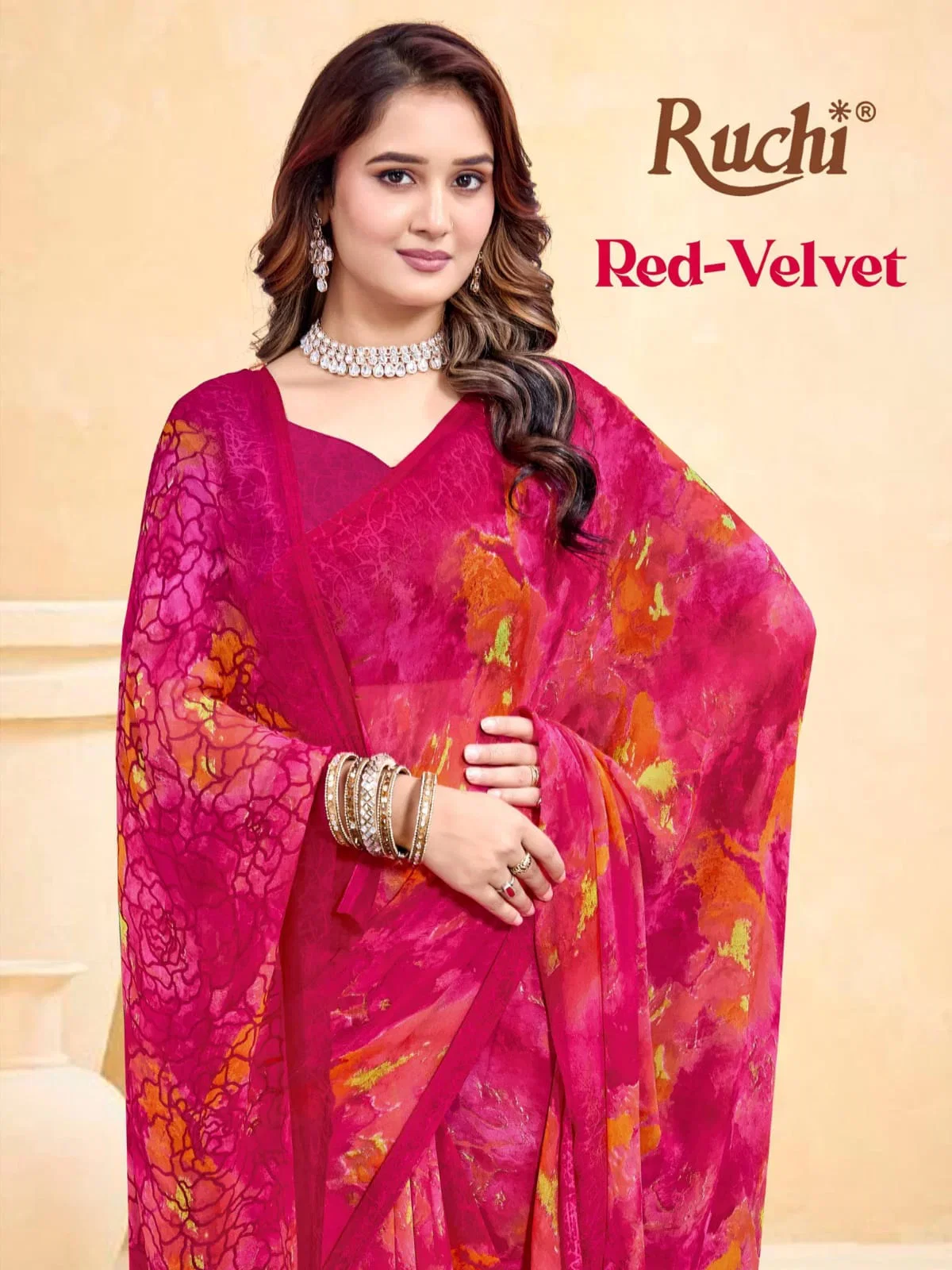 Ruchi Red Velvet Vol 72 Chiffon Saree Collection