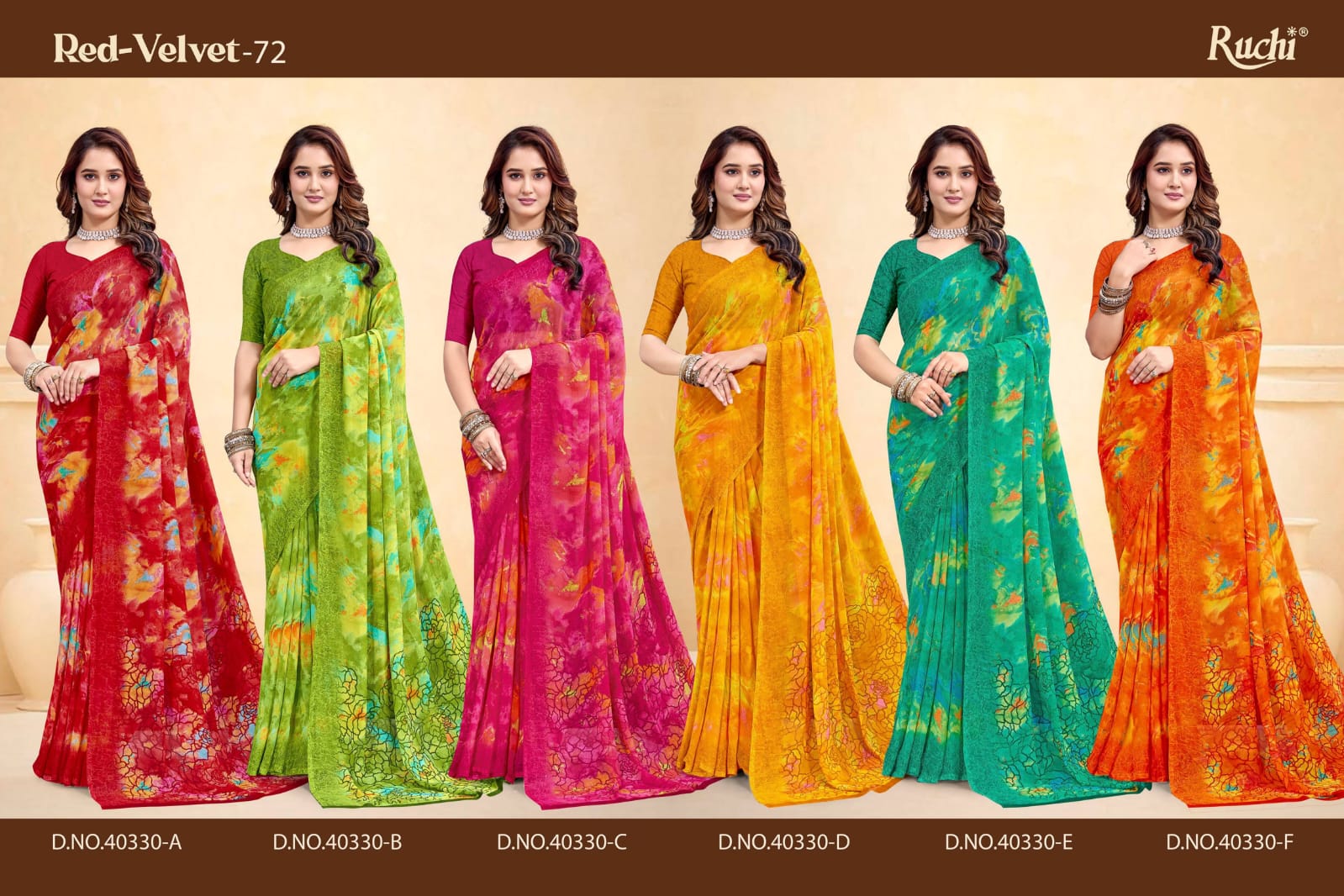 Ruchi Red Velvet Vol 72 Chiffon Saree Collection