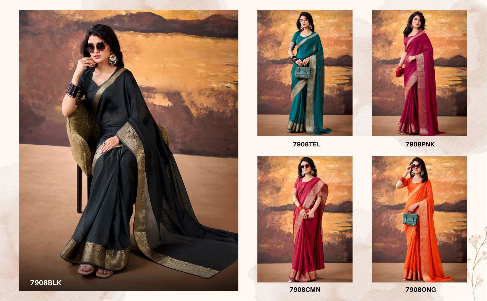 Taraa L 7908 Mass Mello Zari Weaving Saree Collection