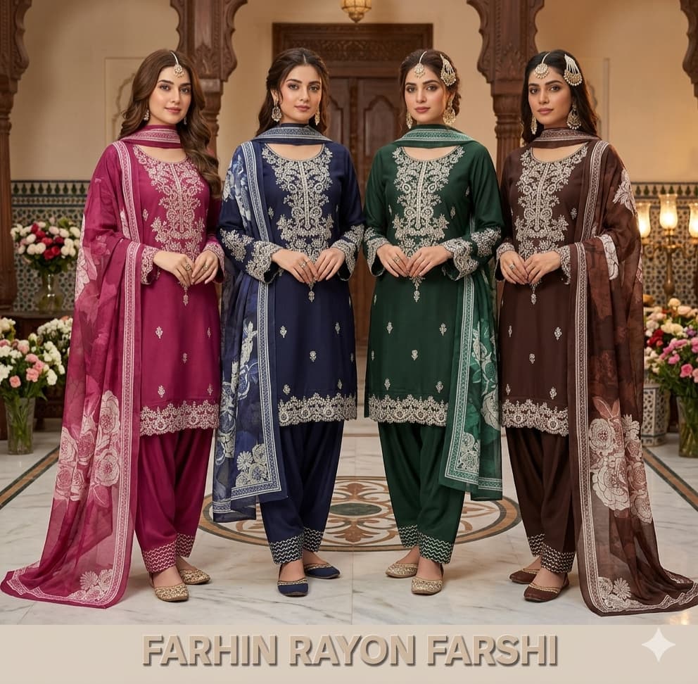 FM Farhin Rayon Farsi Top PAnt With Dupatta Set