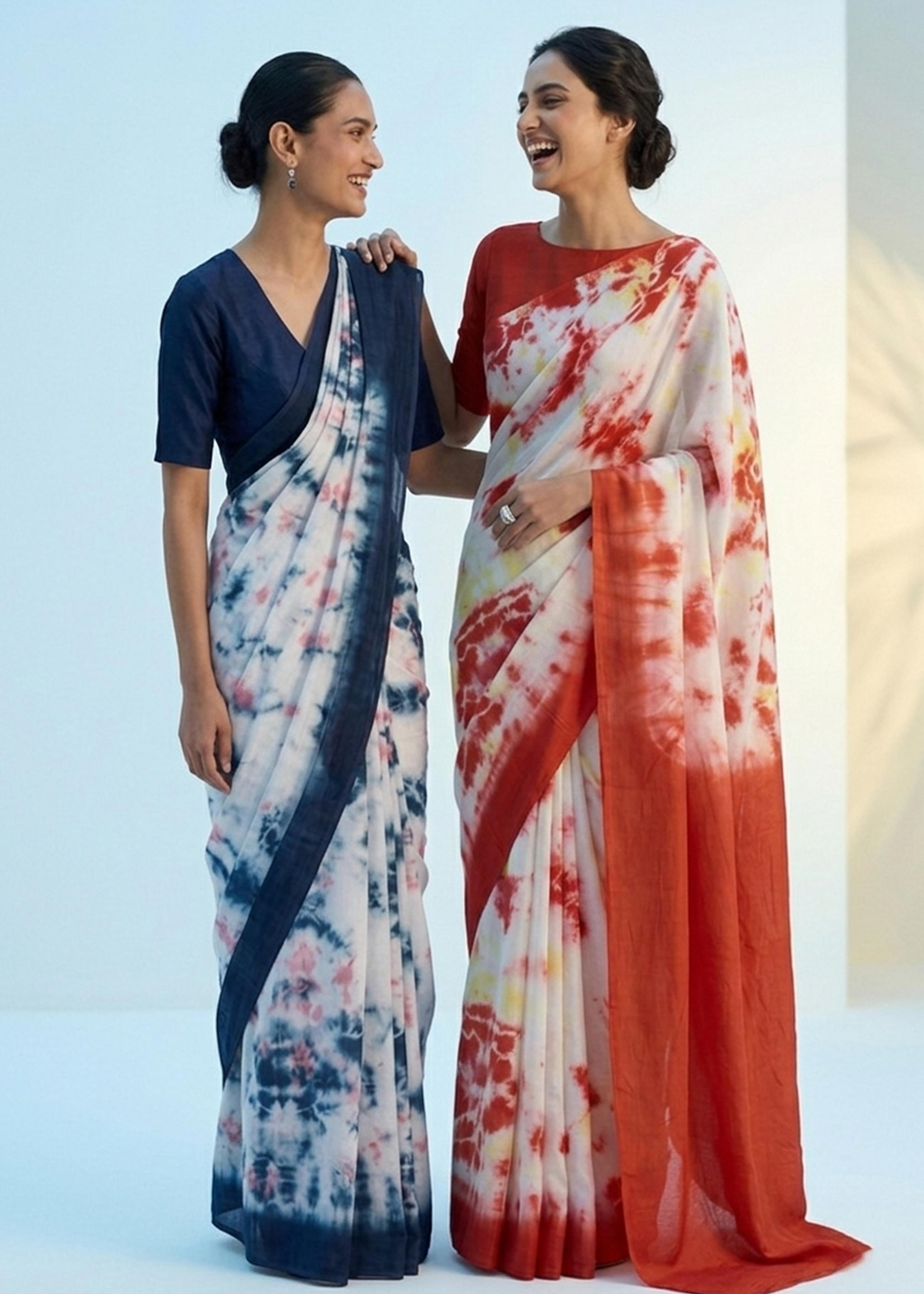 Sm Yami 69 Muslin Silk Hand Tie Die Saree