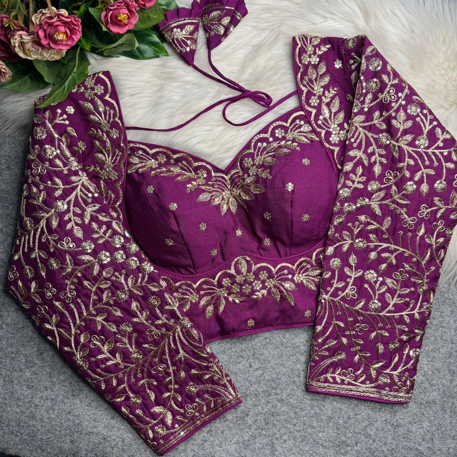 Ruh Rangat Vichitra Silk Madhubala Style Long Sleev Blouse
