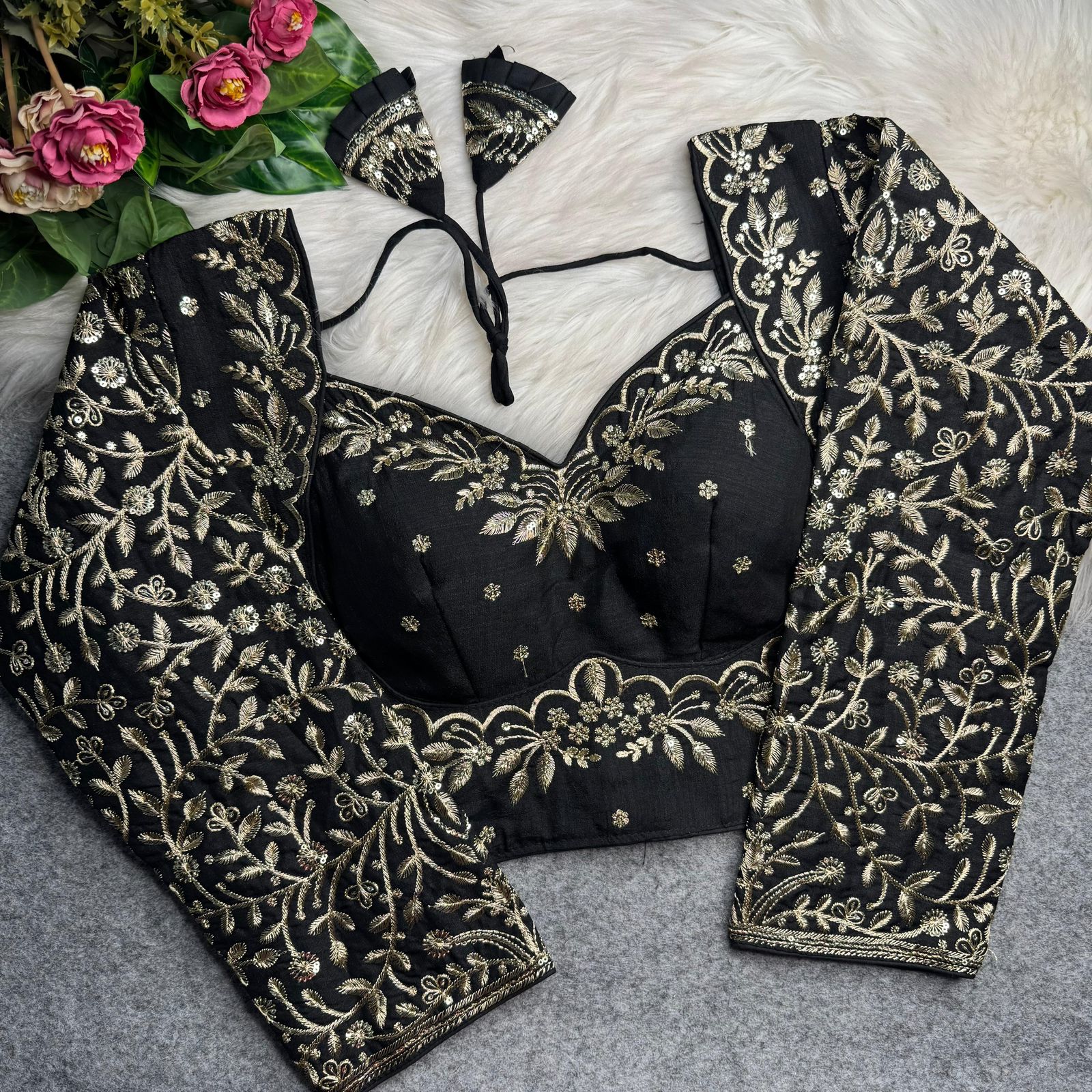 Ruh Rangat Vichitra Silk Madhubala Style Long Sleev Blouse
