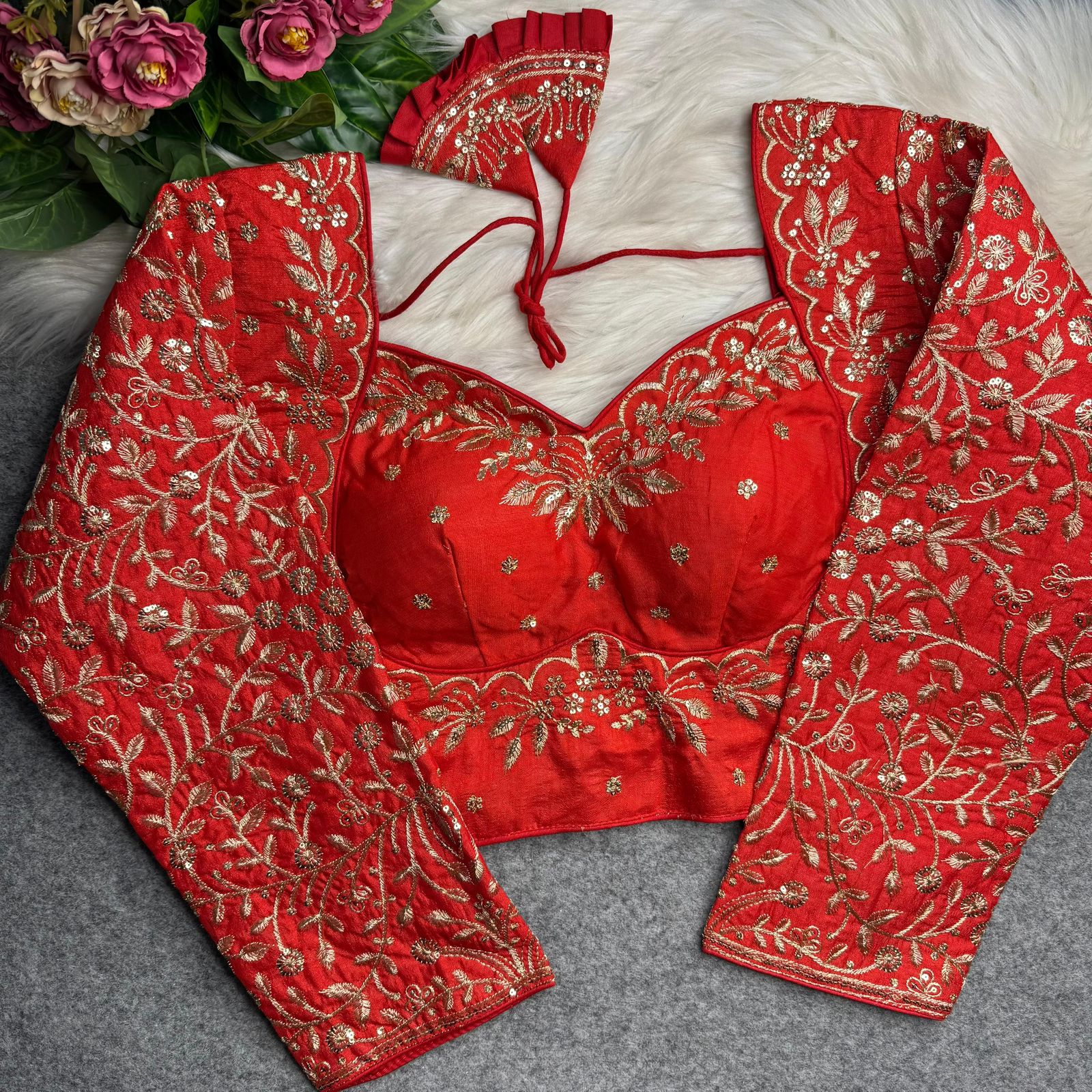 Ruh Rangat Vichitra Silk Madhubala Style Long Sleev Blouse