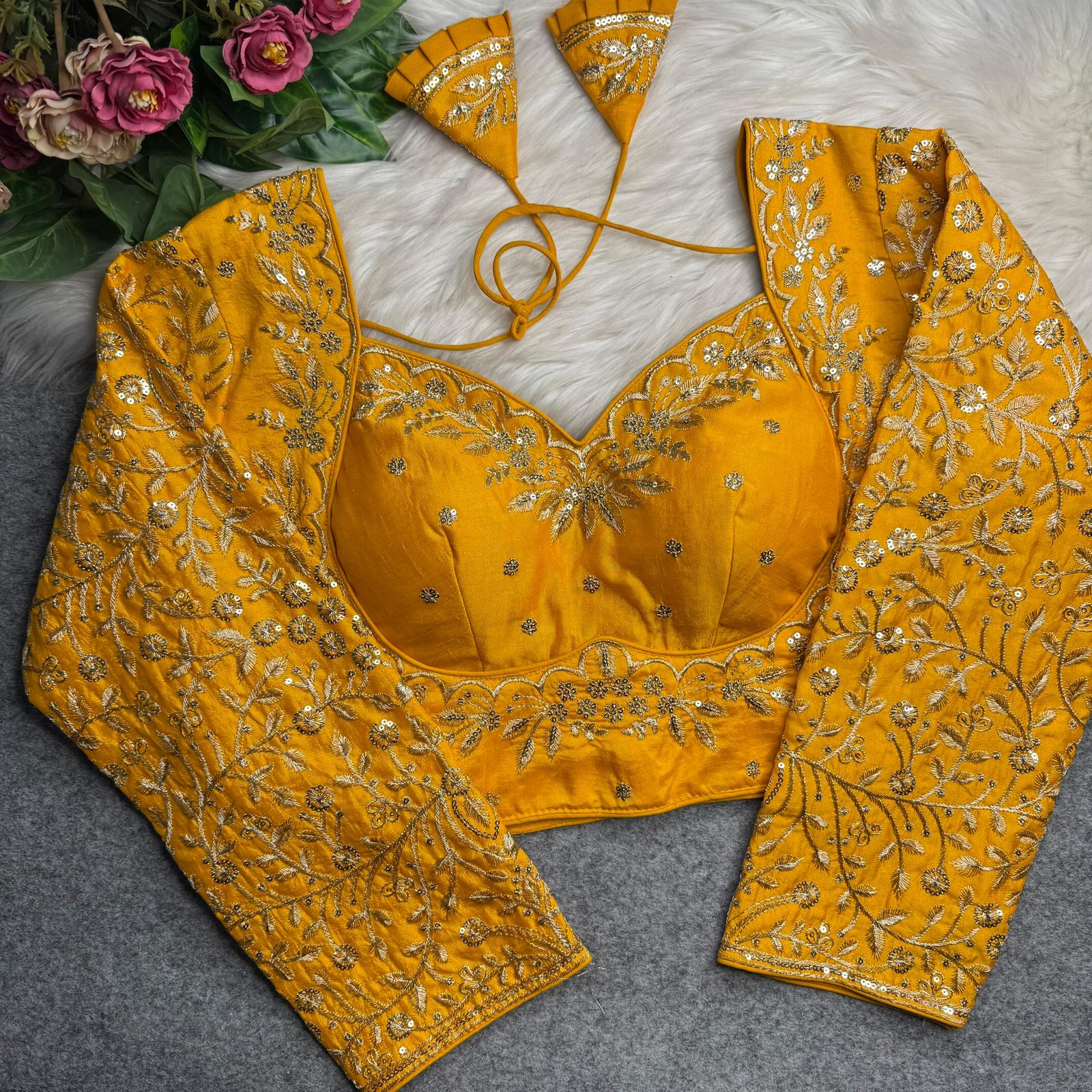 Ruh Rangat Vichitra Silk Madhubala Style Long Sleev Blouse