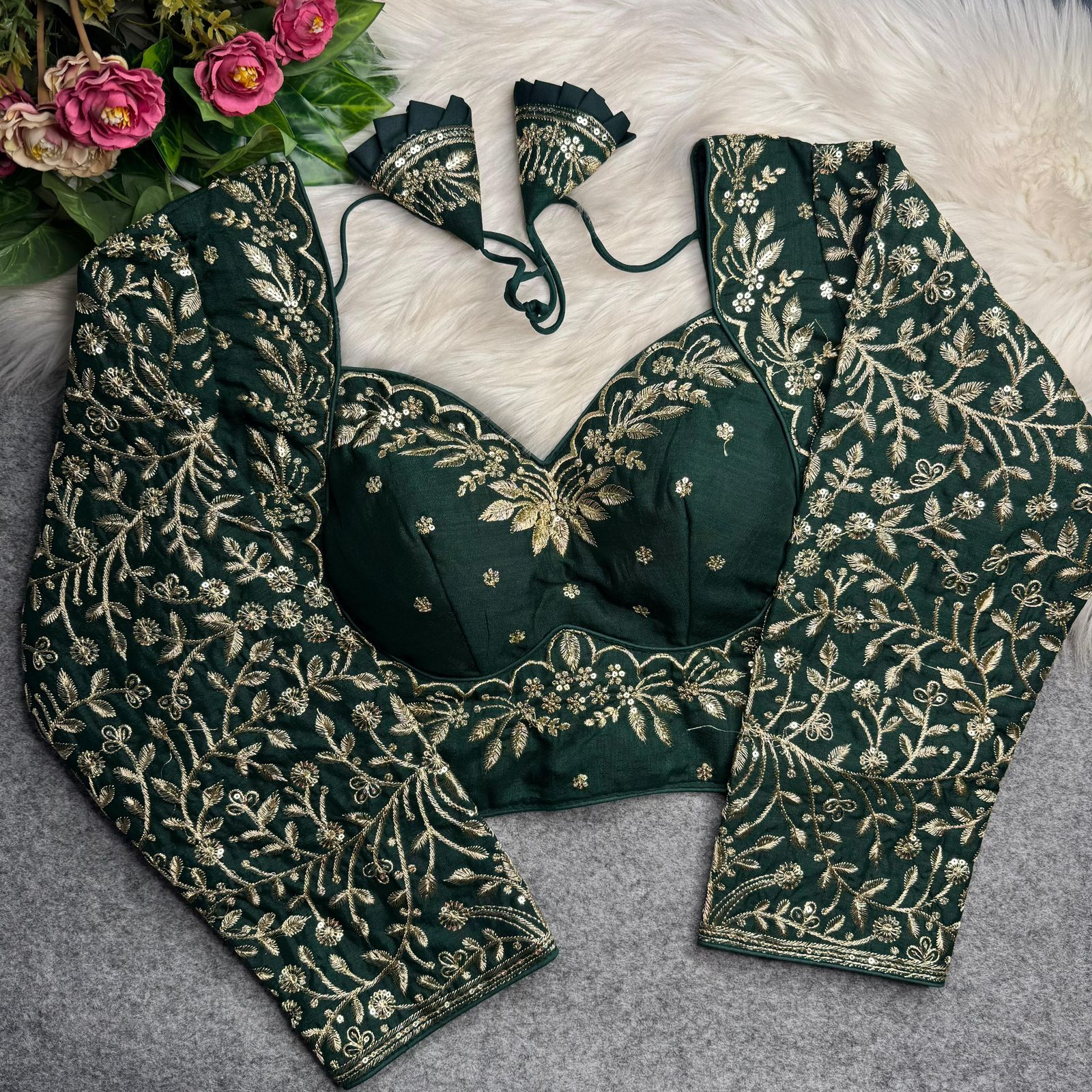 Ruh Rangat Vichitra Silk Madhubala Style Long Sleev Blouse