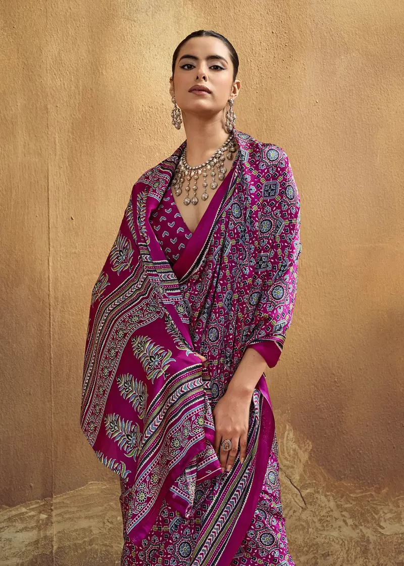 Rajtex Pure Ajrakh 035 Modal Satin Ajrakh Printed Saree Collection