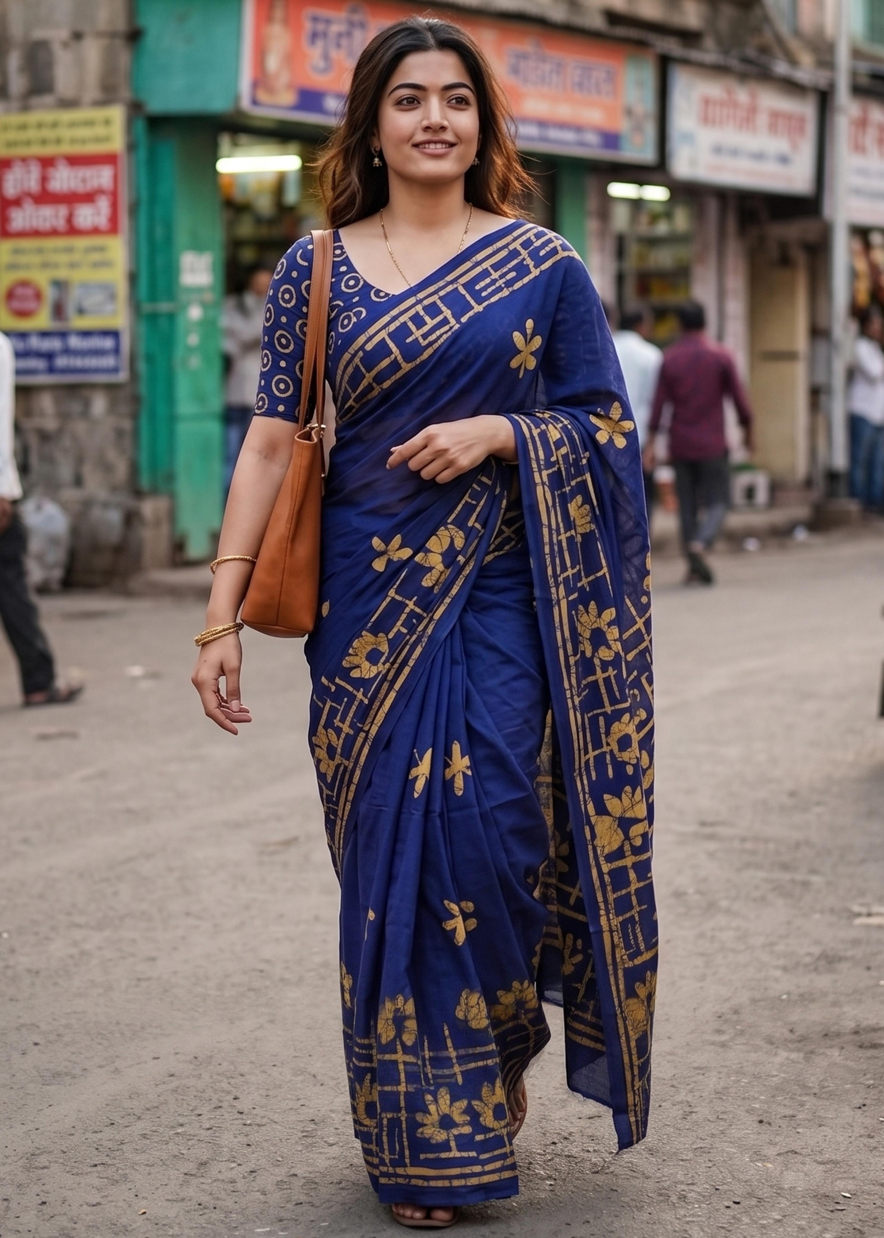 Sm Yami 73 Mal Cotton Batik Hand Print Saree