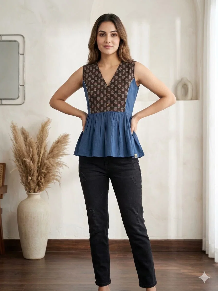 Naisha Patch Work Tops Cotton Short Tunics Collection