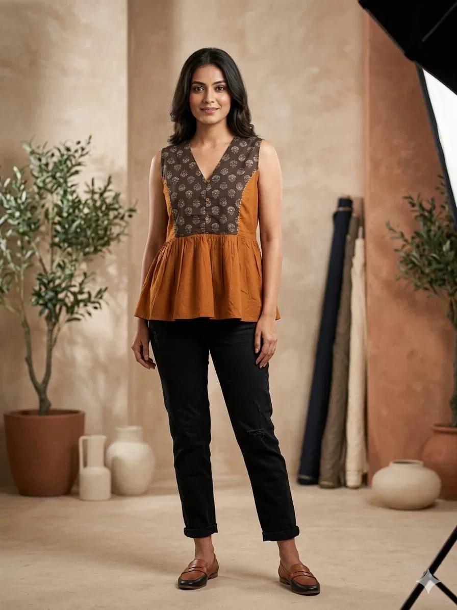Naisha Patch Work Tops Cotton Short Tunics Collection