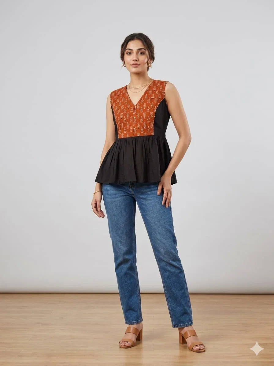 Naisha Patch Work Tops Cotton Short Tunics Collection
