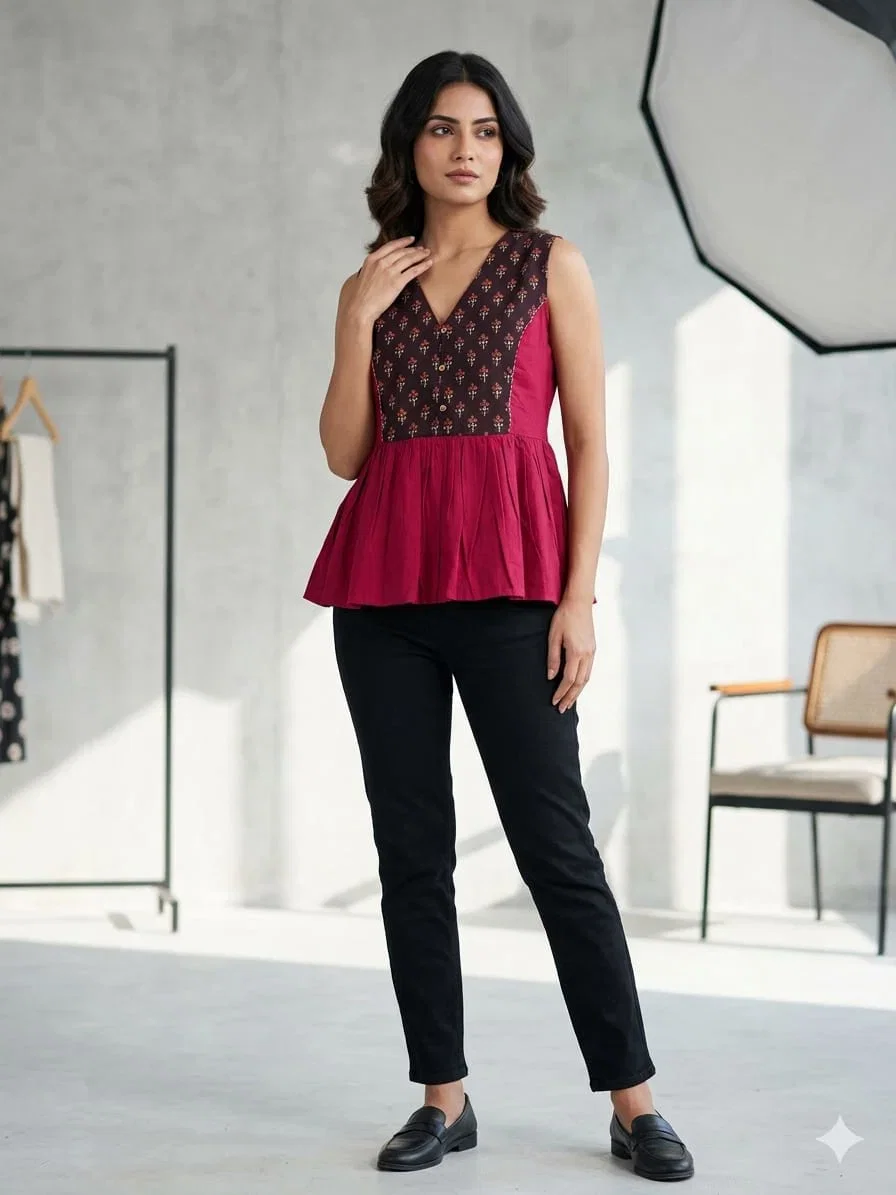 Naisha Patch Work Tops Cotton Short Tunics Collection