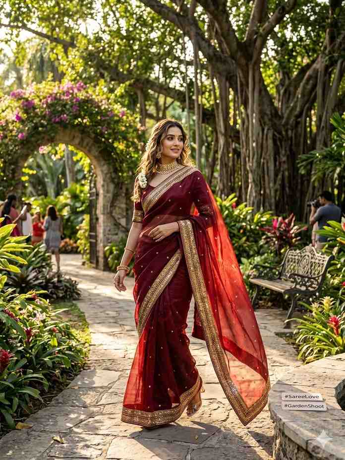 Kc 212 Space Silk Embroidery Sequence Worked Saree Collection
