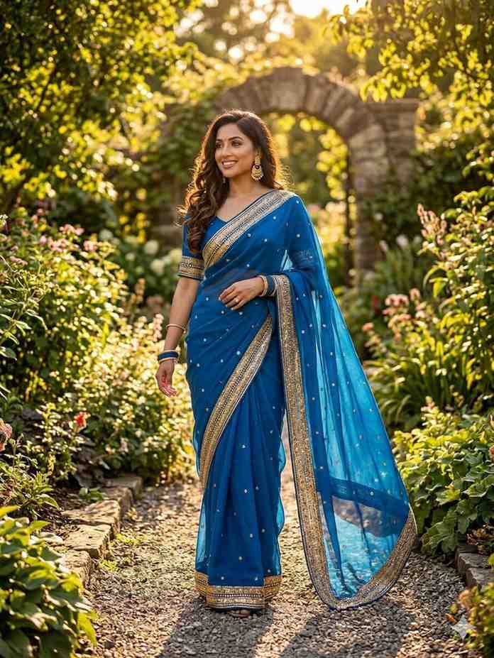 Kc 212 Space Silk Embroidery Sequence Worked Saree Collection