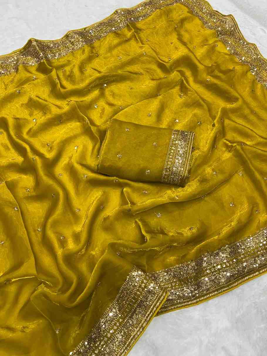 Kc 212 Space Silk Embroidery Sequence Worked Saree Collection