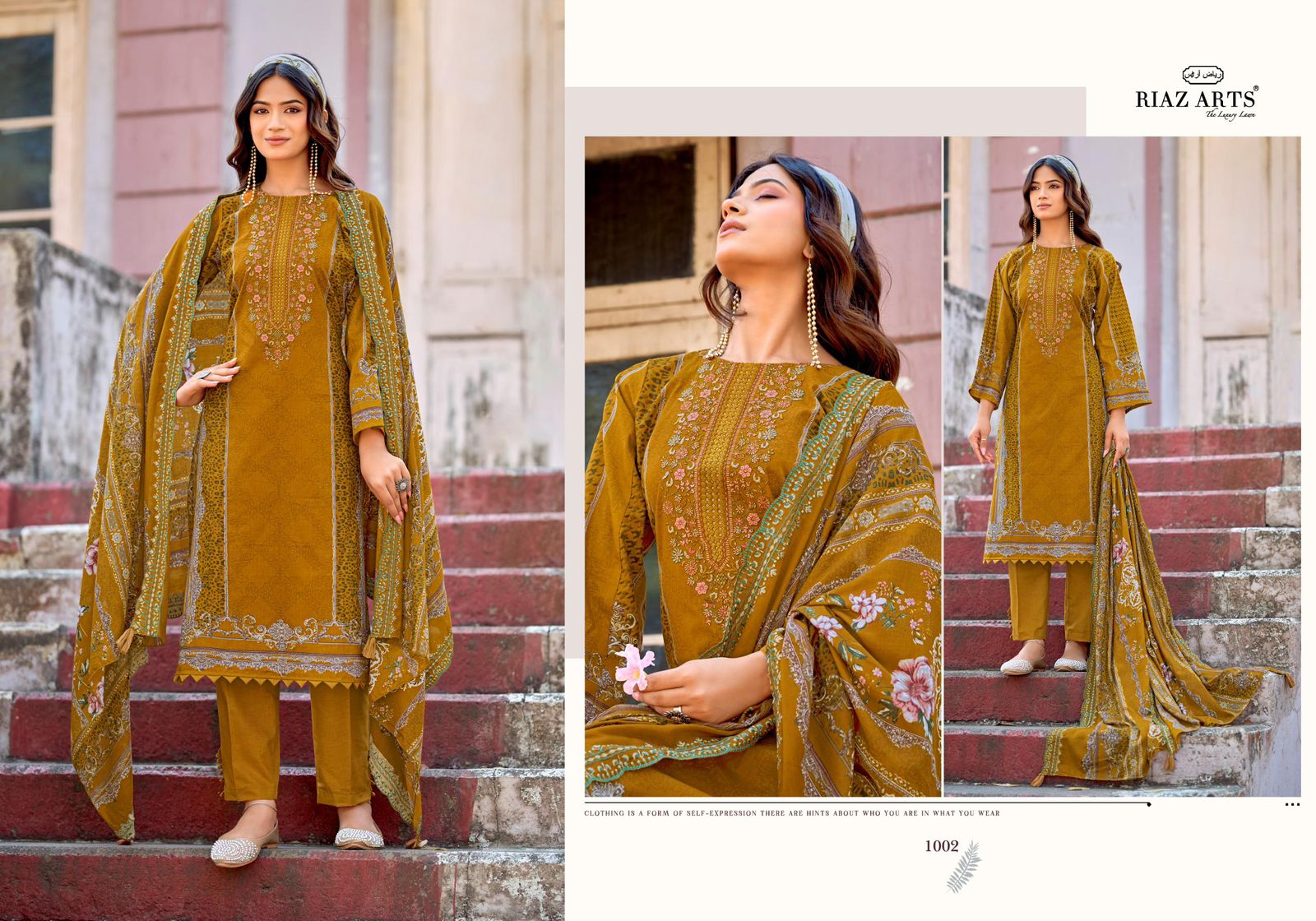 Riaz Arts Bin Saeed Surbhi Cambric Cotton Embroidered Dress Material Collection
