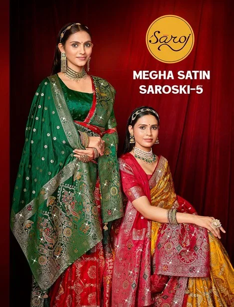 Saroj Megha Satin Saroski Vol 5 Satin Silk Saree With Dupatta Collection