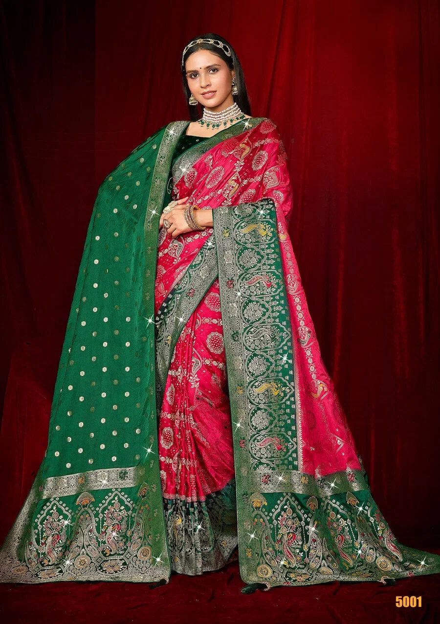 Saroj Megha Satin Saroski Vol 5 Satin Silk Saree With Dupatta Collection