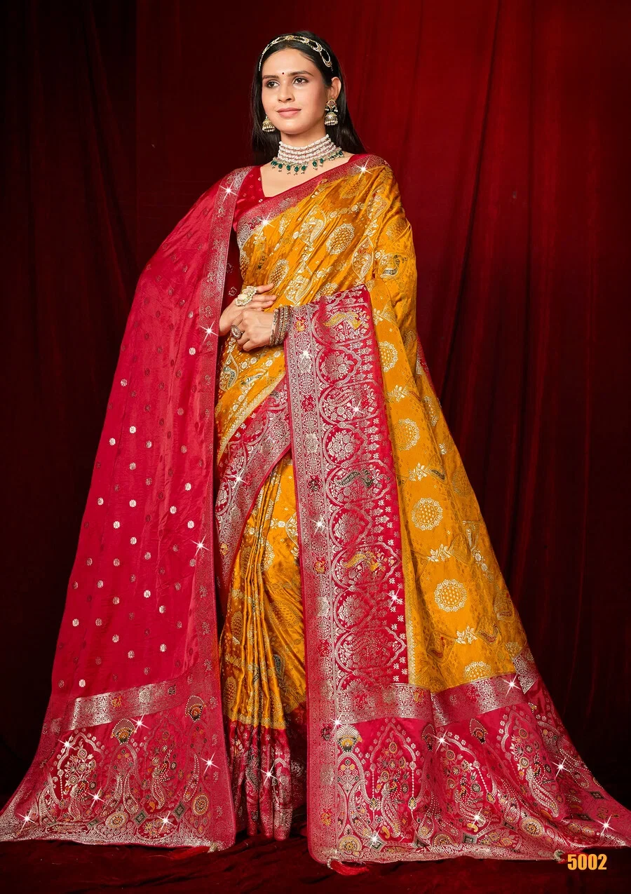 Saroj Megha Satin Saroski Vol 5 Satin Silk Saree With Dupatta Collection