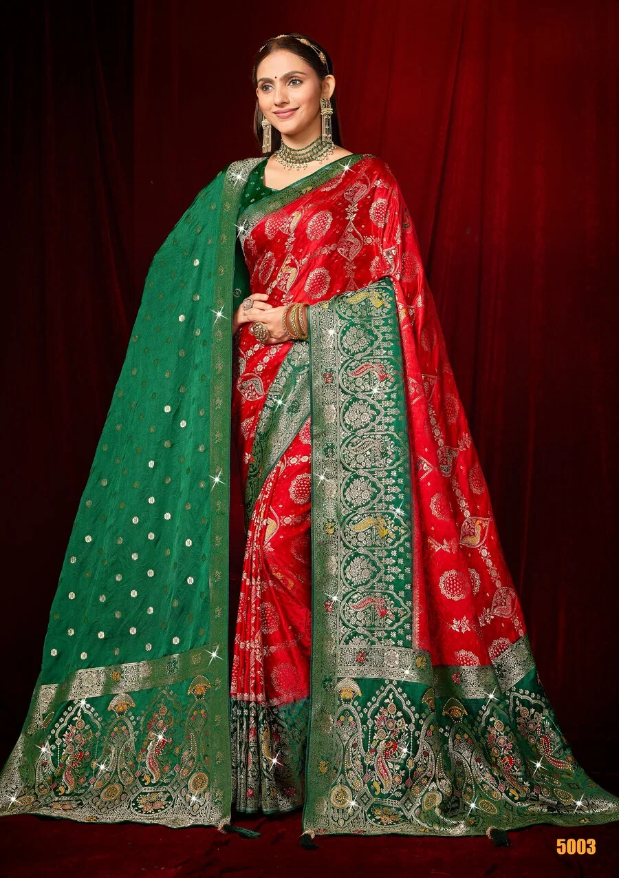 Saroj Megha Satin Saroski Vol 5 Satin Silk Saree With Dupatta Collection