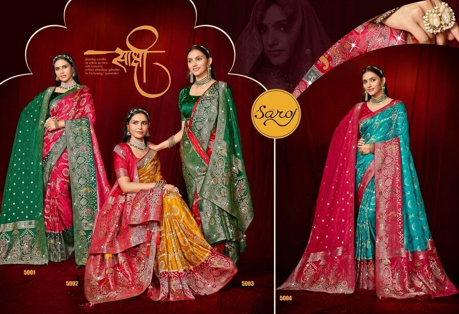 Saroj Megha Satin Saroski Vol 5 Satin Silk Saree With Dupatta Collection